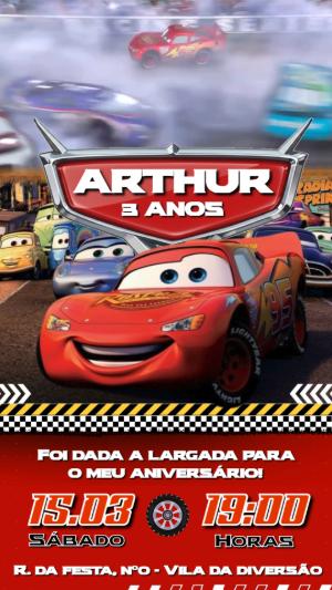 Convite Animado Aniversário Carros: Vídeo Editável para Festa