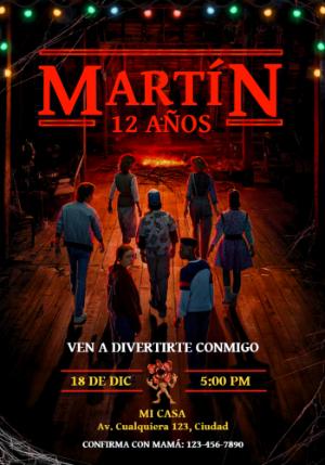 Invitación de Cumpleaños Stranger Things para Editar