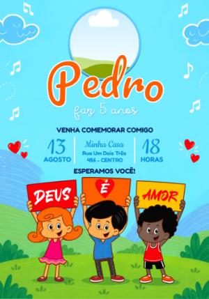 Convite de Aniversário 3 Palavrinhas com Foto Editável