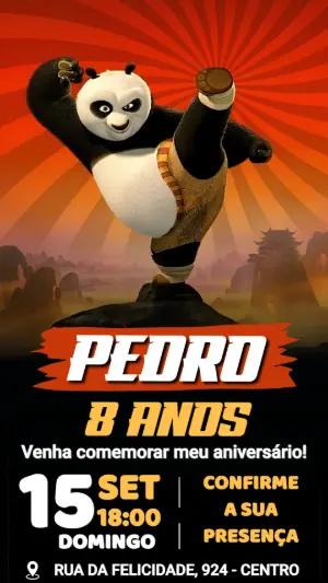 Convite de Aniversário Kung Fu Panda | Modelo Digital Editável