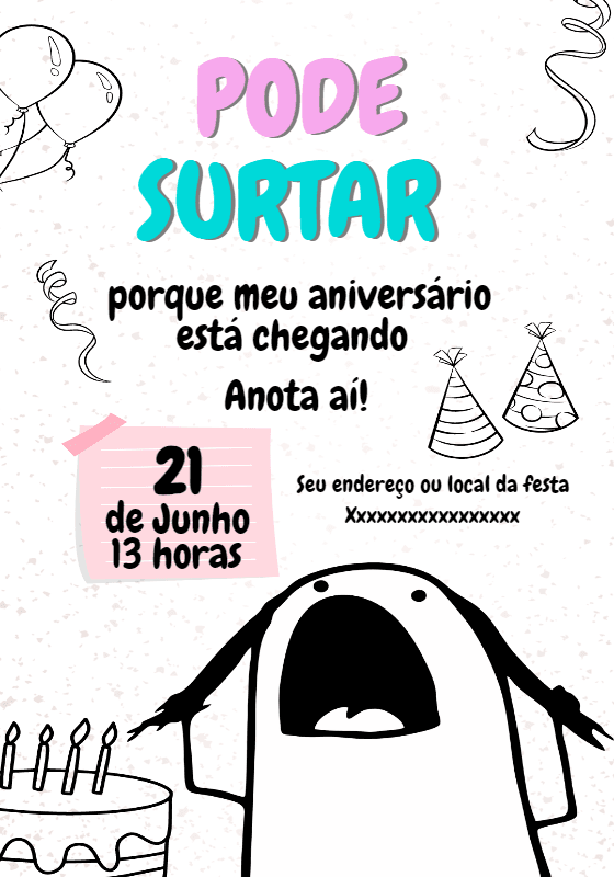 Convite de Aniversário Flork Meme para Editar Online
