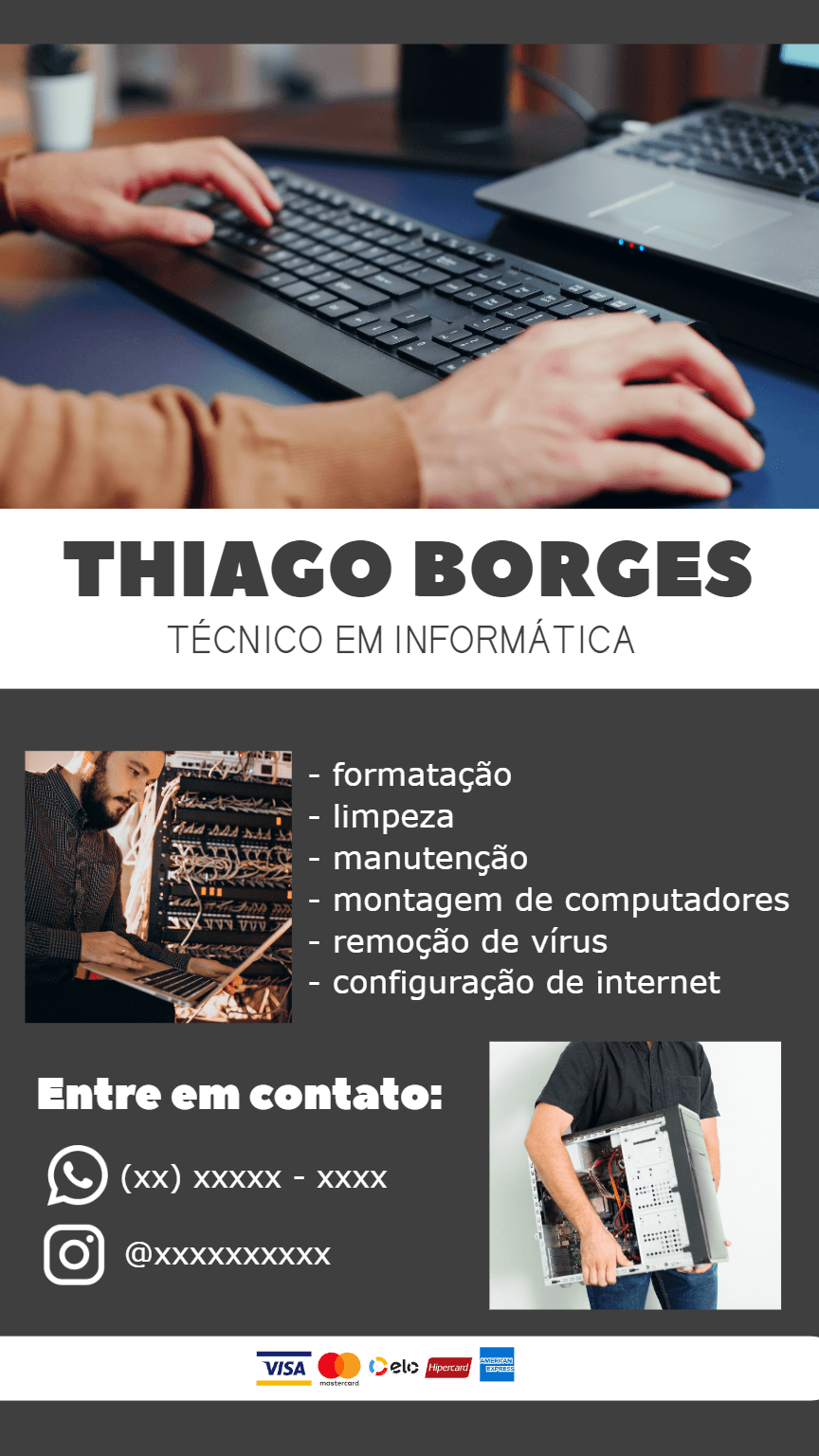 Flyer Editável de Técnico em Informática para Divulgar Serviços