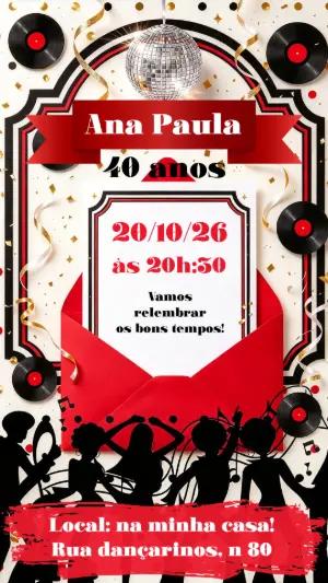 Convite de Aniversário Anos 60 Retrô | Modelo Digital Editável