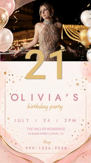 Elegant Photo Birthday Party Invitation Template