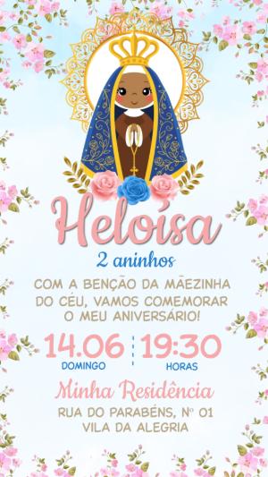 Convite de Aniversário Nossa Senhora Aparecida Editável