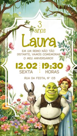 Convite de Aniversário Shrek: Modelo Digital Editável