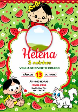 Convite de Aniversário Magali Baby com Foto para Editar