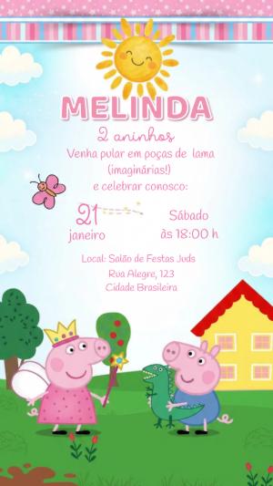 Vídeo Convite de Aniversário Peppa Pig Fada para Editar Online