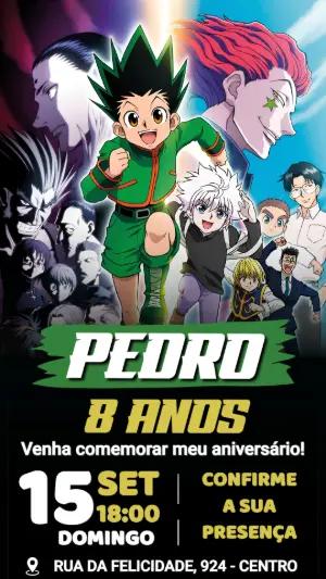 Convite de Aniversário Hunter × Hunter Modelo Editável Online