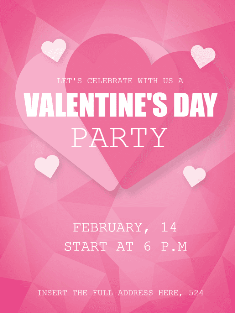 Valentine's Day Party Invitation with Hearts to Edit Online