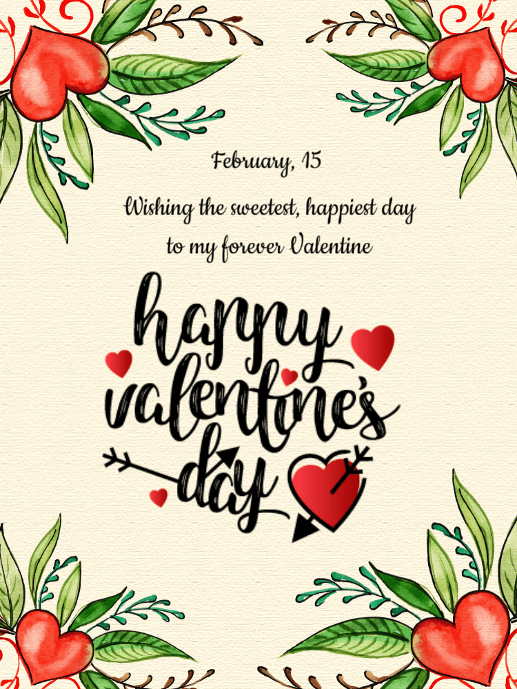 Valentine's Day Card with Watercolor Hearts to Edit Online