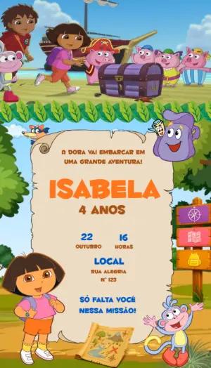 Convite Vídeo de Aniversário Dora Aventureira para Editar