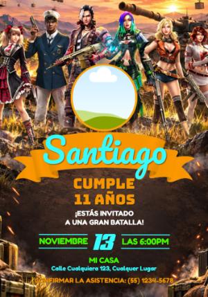 Invitación de Cumpleaños Free Fire | Plantilla Digital para Editar