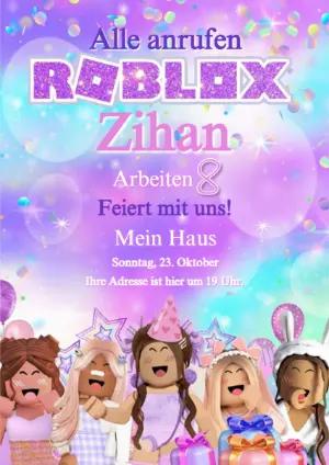 Roblox Mädchen Geburtstagseinladung | Editierbare Vorlage