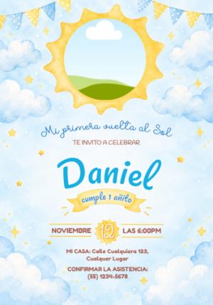 Invitación Editable Primer Añito Mi Primera Vuelta al Sol