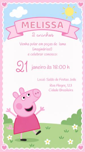 Convite de Aniversário Peppa Pig Editável Online