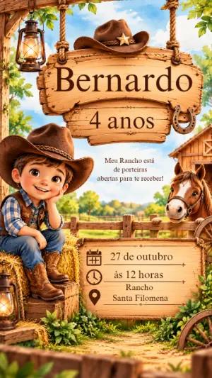 Convite de Aniversário Fazendinha Rancho para Editar