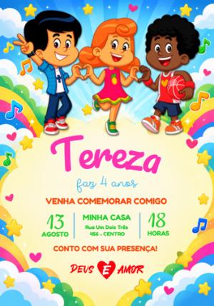 Convite de Aniversário 3 Palavrinhas Editável