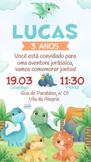 Convite de Aniversário Dino Baby Editável Online