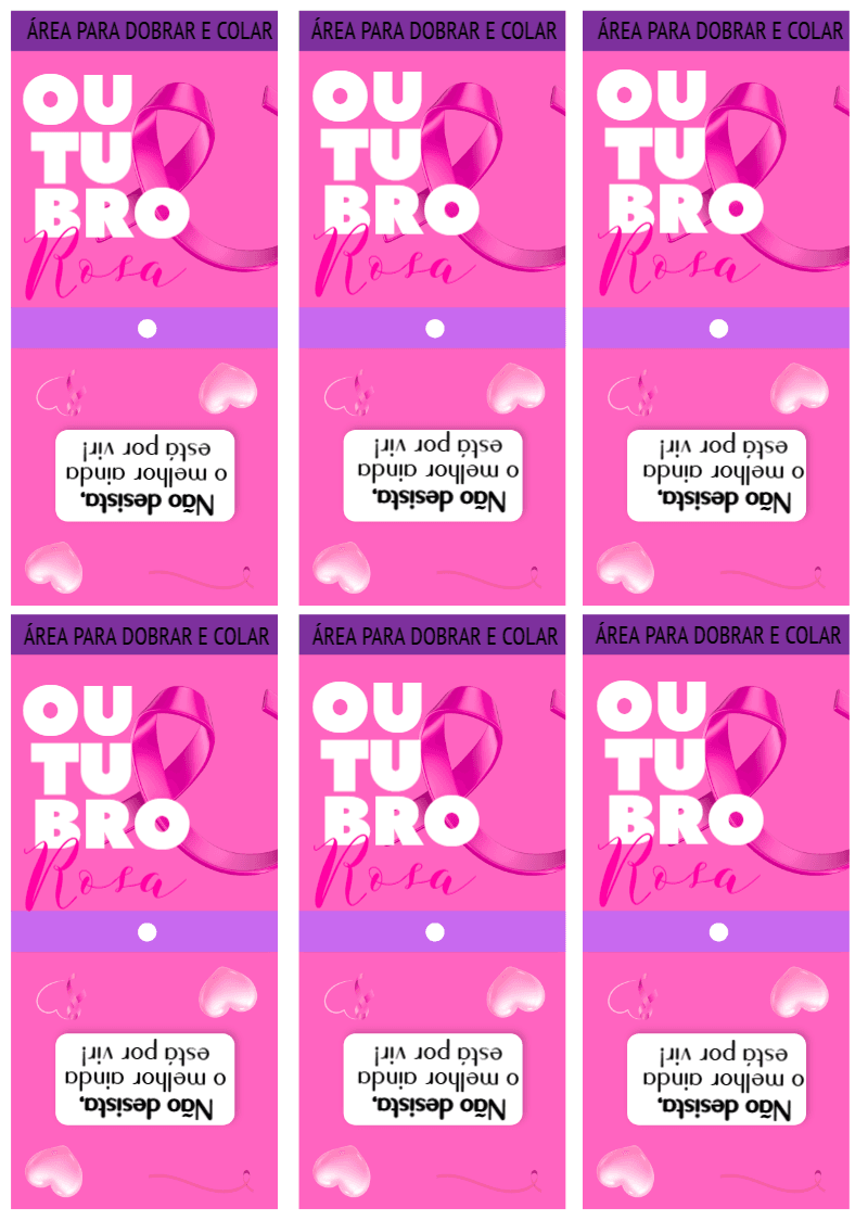 Capa de Pirulito Outubro Rosa com Laço Editável para Imprimir