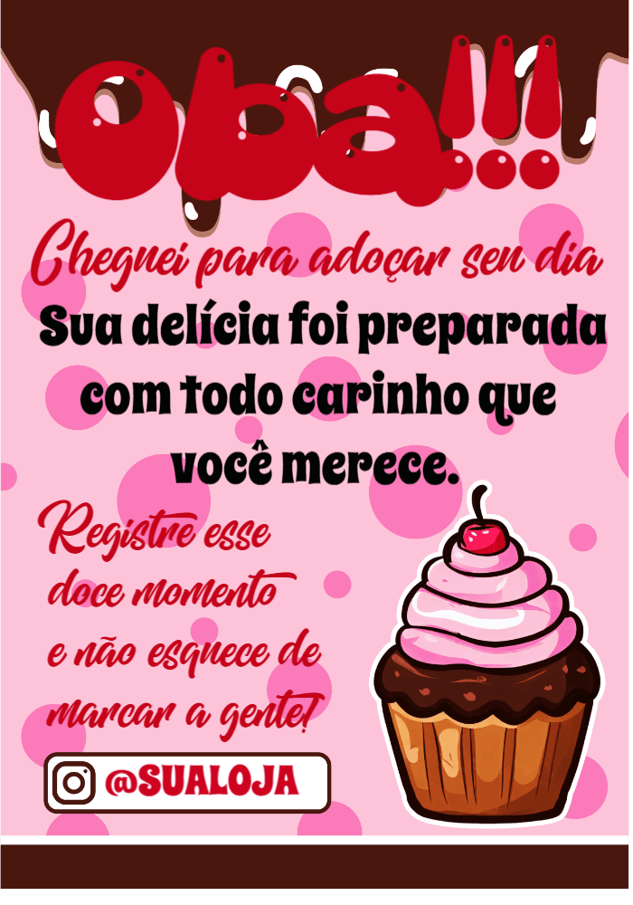 Cartão de Agradecimento Doceria com Cupcake para Editar Online