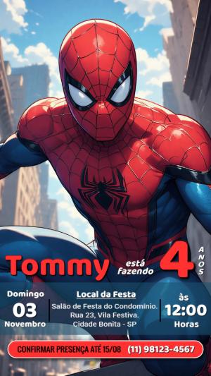 Convite de Aniversário Homem-Aranha: Modelo Digital Editável
