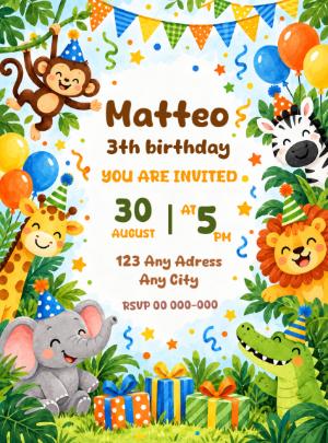 Editable Safari Birthday Invitation Template