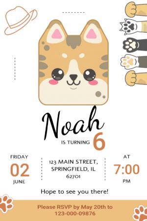 Boy's Kitten Birthday Party | Editable Digital Invitation