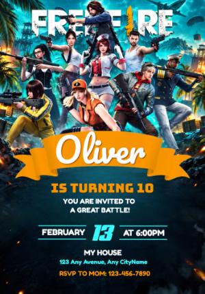 Free Fire Birthday Invitation | Editable Digital Template