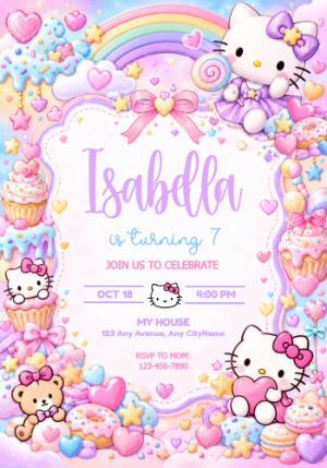 Editable Hello Kitty Birthday Invitation Template
