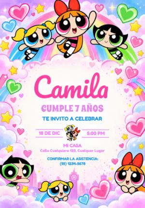 Invitación Editable de Cumpleaños Las Chicas Superpoderosas