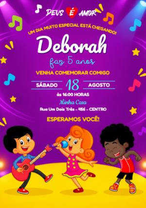 Convite de Aniversário 3 Palavrinhas Editável para Festa Infantil