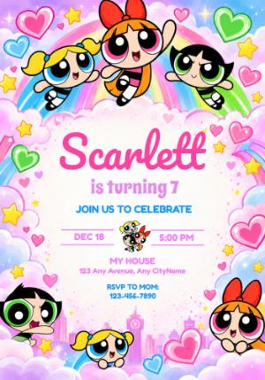 Editable Powerpuff Girls Birthday Invitation Template