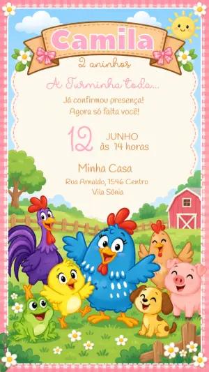 Convite Animado Galinha Pintadinha para Editar Online
