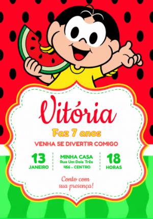 Convite de Aniversário Magali Melancia Modelo Editável