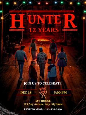 Editable Stranger Things Birthday Invitation Template