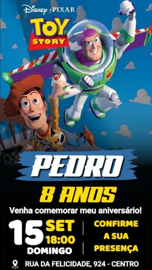 Convite de Aniversário Toy Story: Buzz e Woody para Editar