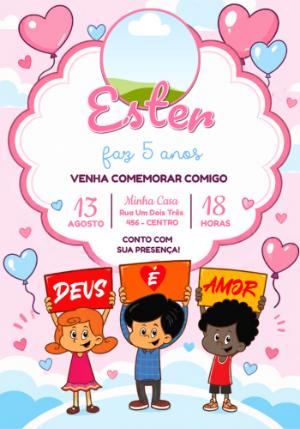 Convite de Aniversário 3 Palavrinhas com Foto para Editar