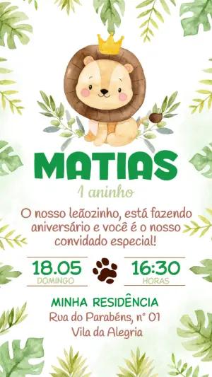 Convite de Aniversário Infantil Leãozinho Editável Online