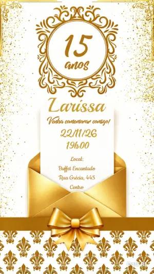 Convite de Aniversário 15 anos Dourado Elegante para Editar