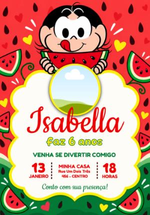 Convite de Aniversário Magali Festa Melancia para Editar com Foto