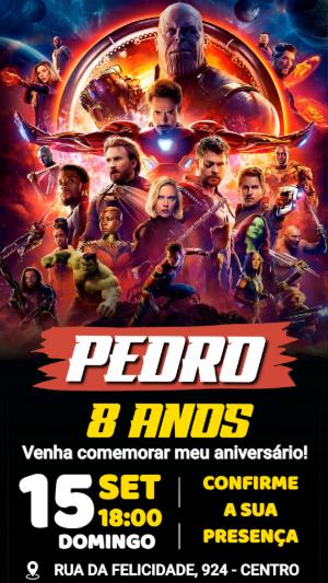 Convite de Aniversário Vingadores: Modelo Digital para Editar
