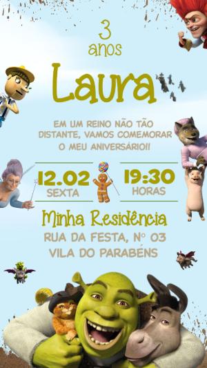 Convite de Aniversário Shrek Editável para Festa Infantil