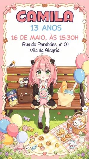 Convite de Aniversário Anya Spy x Family para Editar