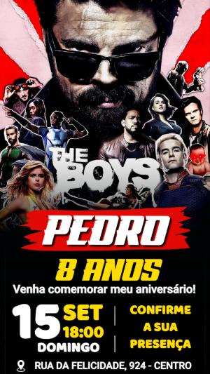 Convite de Aniversário The Boys: Modelo Digital Editável