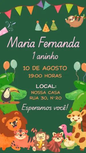 Convite de Aniversário Safari Modelo Digital Editável