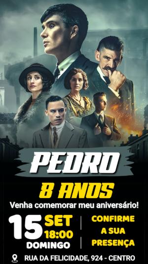 Convite de Aniversário Peaky Blinders Digital para Editar