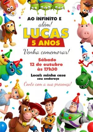 Convite de Aniversário Toy Story Editável para Festa Infantil