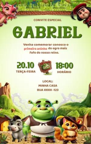 Convite de Aniversário Shrek Baby Editável para Enviar