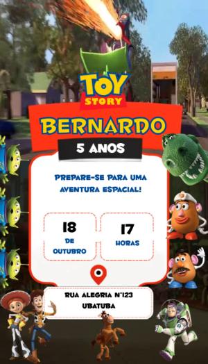 Convite Animado de Aniversário Toy Story para Editar